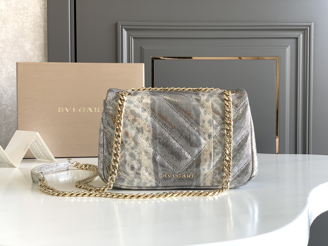 Bvlgari Serpenti Cabochon Crossbody Bag in Grey Snake Skin